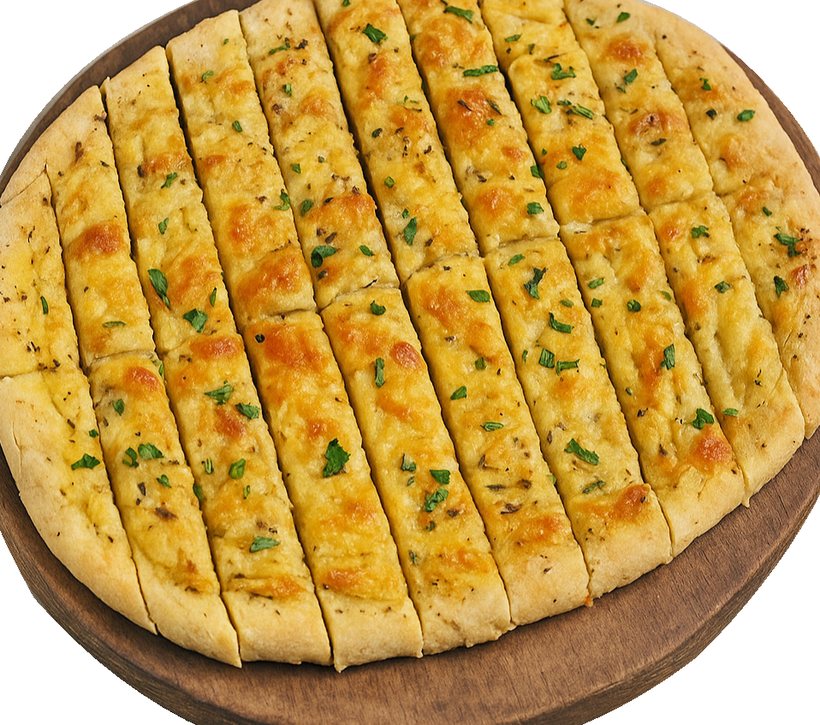 Cheesy garlic bread, freshly baked and sliced